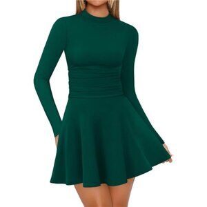 Long Sleeve Mini Dresses for Women Green
